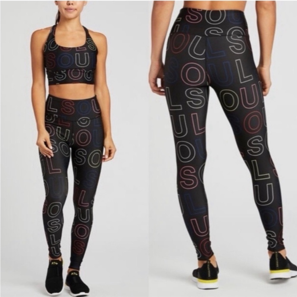 NWOT soul cycle black background with rainbow writing set
